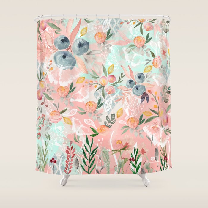 Abstract painting of flowers and plants Shower Curtain Gallery Image 1