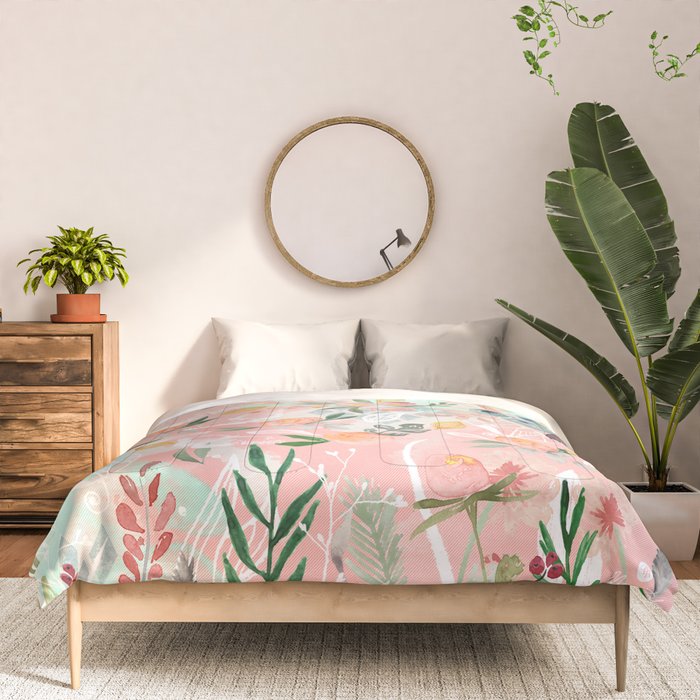 Abstract painting of flowers and plants Comforter Gallery Image 3