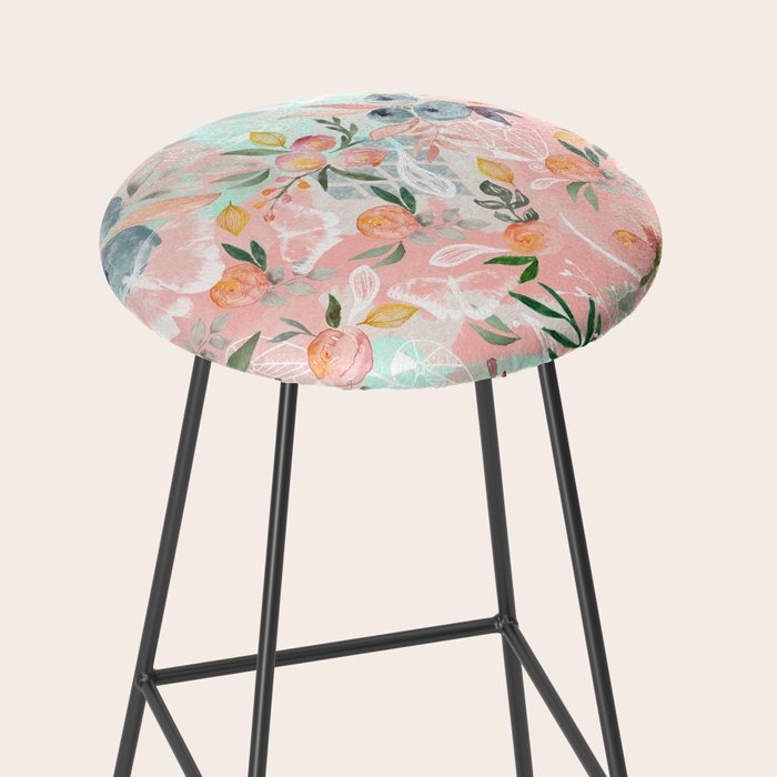 Abstract painting of flowers and plants Stool Gallery Image 2
