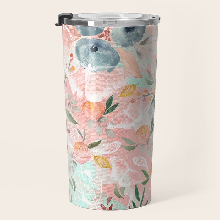 Abstract painting of flowers and plants Travel Mug Gallery Image 3