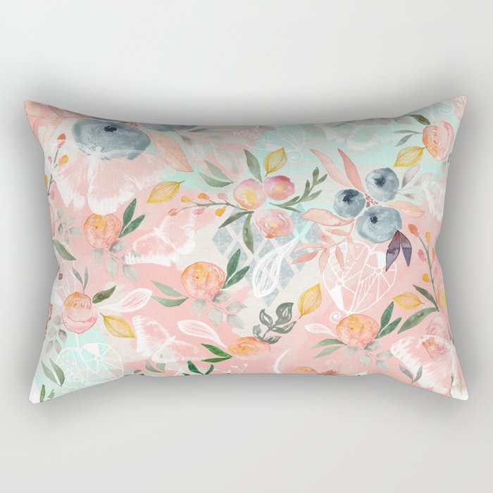 Abstract painting of flowers and plants Rectangular Pillow Gallery Image 1