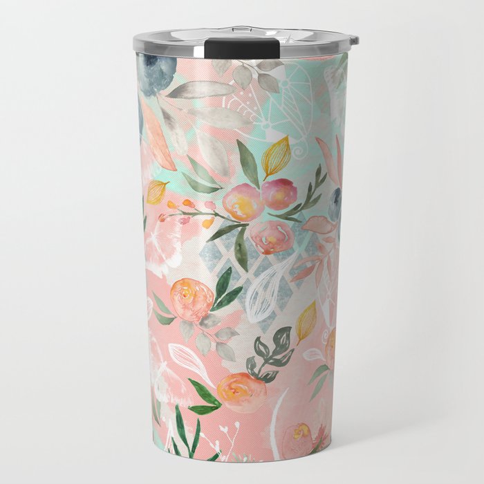 Abstract painting of flowers and plants Travel Mug Gallery Image 1