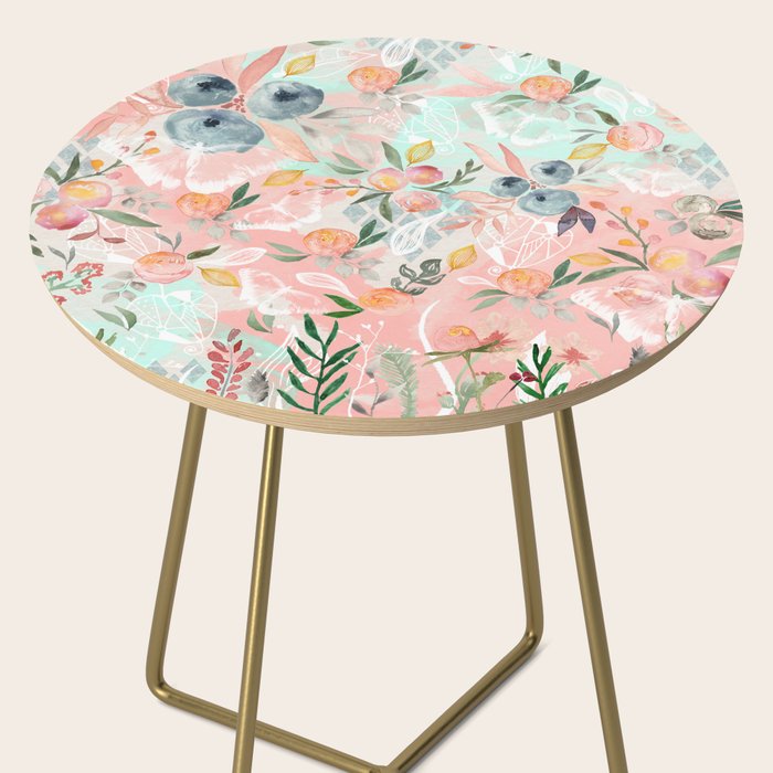 Abstract painting of flowers and plants Side Table Gallery Image 2