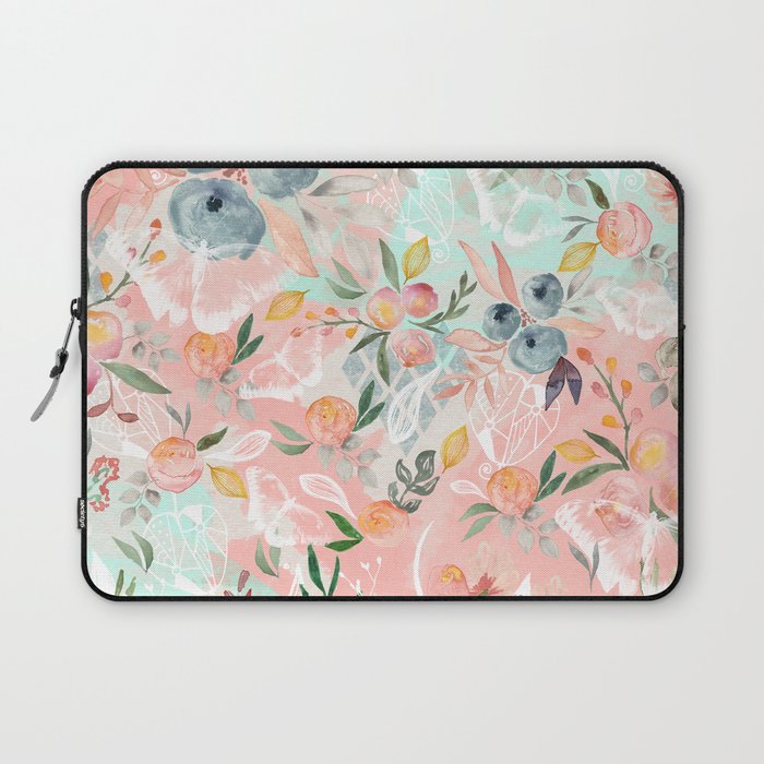 Abstract painting of flowers and plants Laptop Sleeve Gallery Image 1
