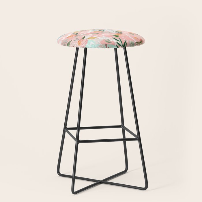 Abstract painting of flowers and plants Stool Gallery Image 1