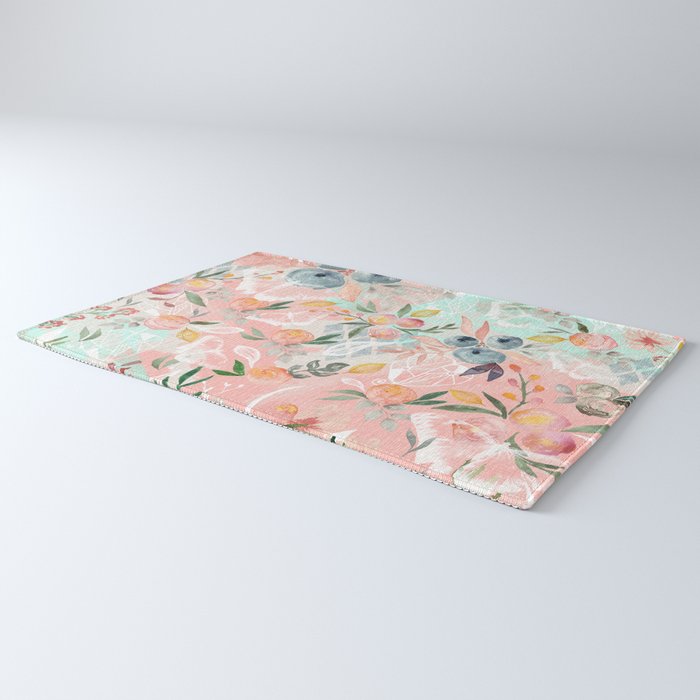 Abstract painting of flowers and plants Rug Gallery Image 3