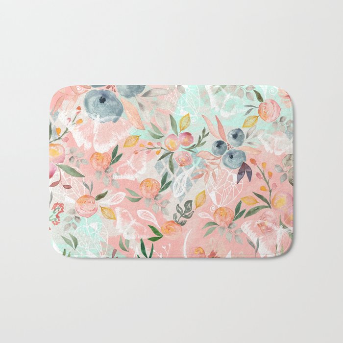 Abstract painting of flowers and plants Bath Mat Gallery Image 1