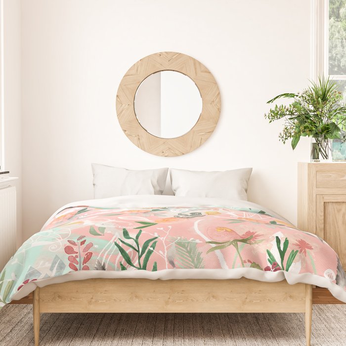 Abstract painting of flowers and plants Duvet Cover Gallery Image 3