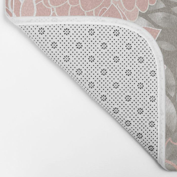 Floral Dahlias, Blush Pink, Gray, White Bath Mat Gallery Image 2