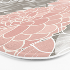 Floral Dahlias, Blush Pink, Gray, White Bath Mat Gallery Image 3