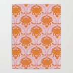 Orange Crab On Pink Pattern Poster Gallery Image 4