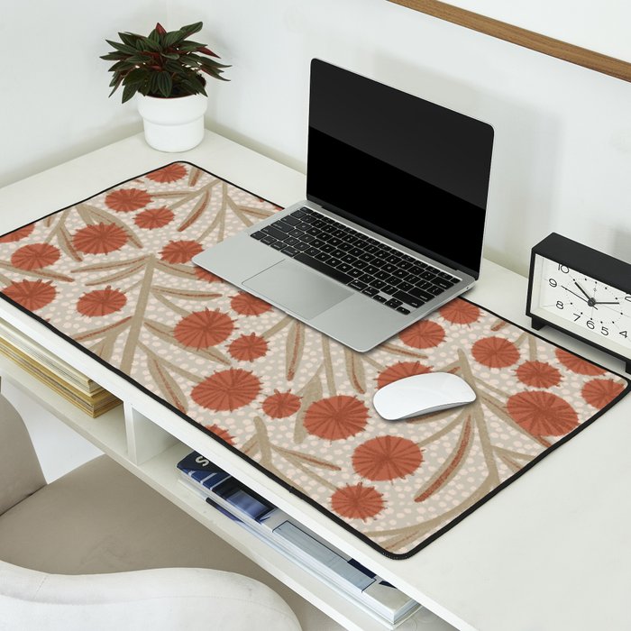 Summer Garden / Red & Dark Beige Desk Mat Gallery Image 2
