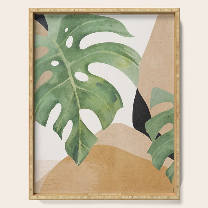 Abstract Art Tropical Leaves 3 Serving Tray Gallery Image 1