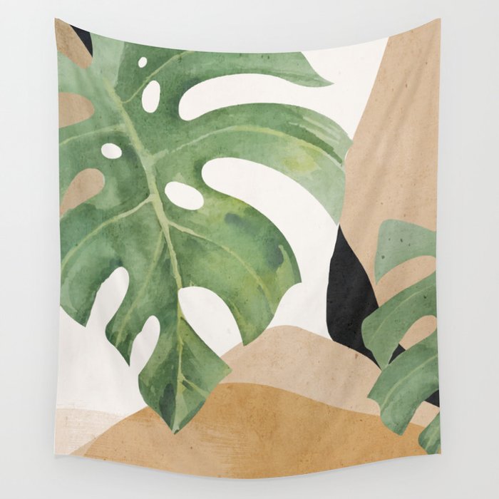 Abstract Art Tropical Leaves 3 Wall Tapestry Gallery Image 4