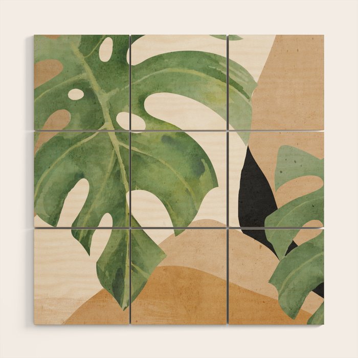 Abstract Art Tropical Leaves 3 Wood Wall Art Gallery Image 1
