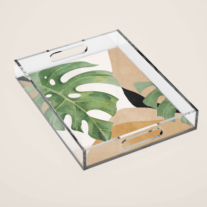 Abstract Art Tropical Leaves 3 Acrylic Tray Gallery Image 1