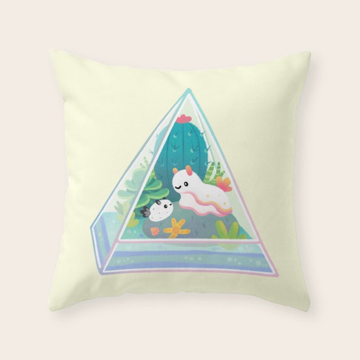 Ocean terrarium - Sea slug Throw Pillow Gallery Image 1