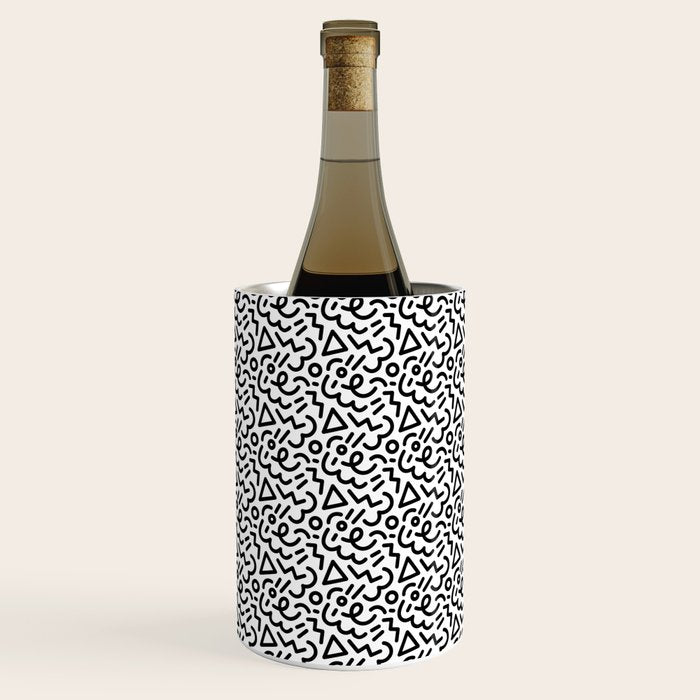 Abstract black and white line doodle pattern Wine Chiller Gallery Image 2