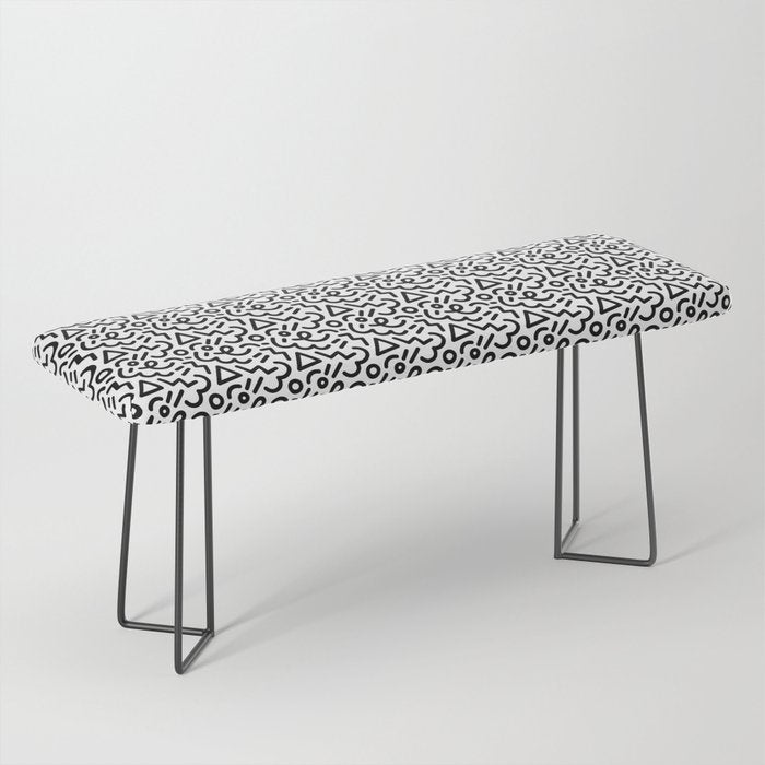 Abstract black and white line doodle pattern Bench Gallery Image 1