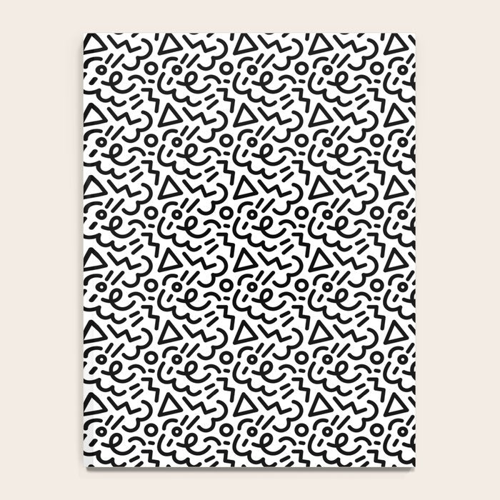 Abstract black and white line doodle pattern Notebook Gallery Image 4