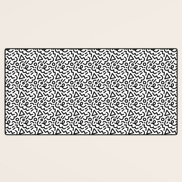 Abstract black and white line doodle pattern Desk Mat Gallery Image 3