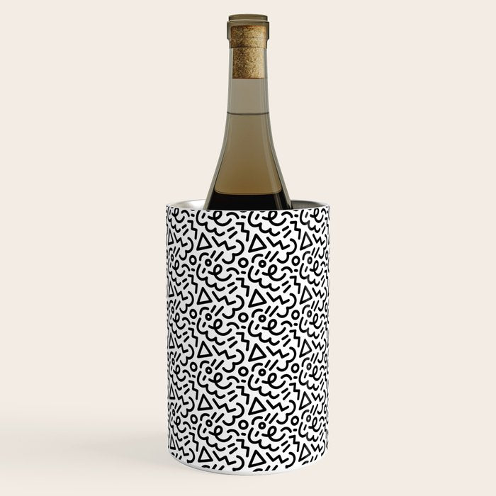 Abstract black and white line doodle pattern Wine Chiller Gallery Image 1