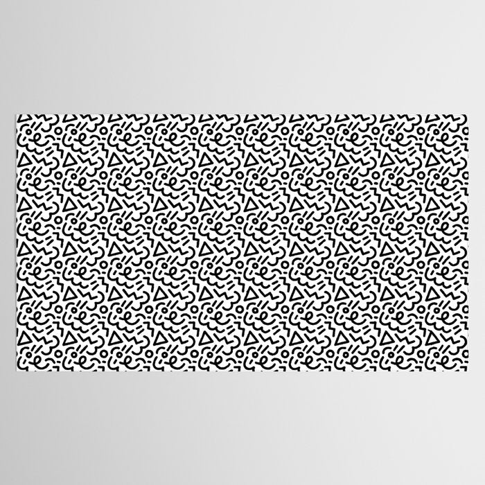 Abstract black and white line doodle pattern Tablecloth Gallery Image 2