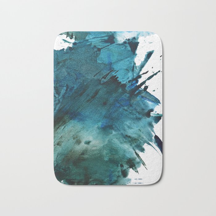 Scenic Route [2]: a pretty, minimal abstract piece in blue and green by Alyssa Hamilton Art Bath Mat Gallery Image 1
