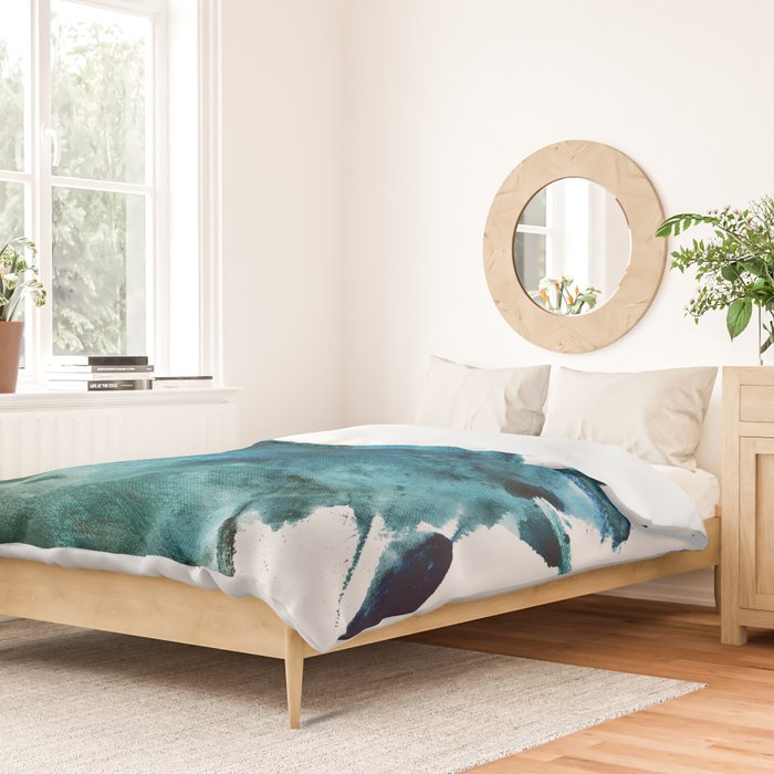 Scenic Route [2]: a pretty, minimal abstract piece in blue and green by Alyssa Hamilton Art Duvet Cover Gallery Image 2