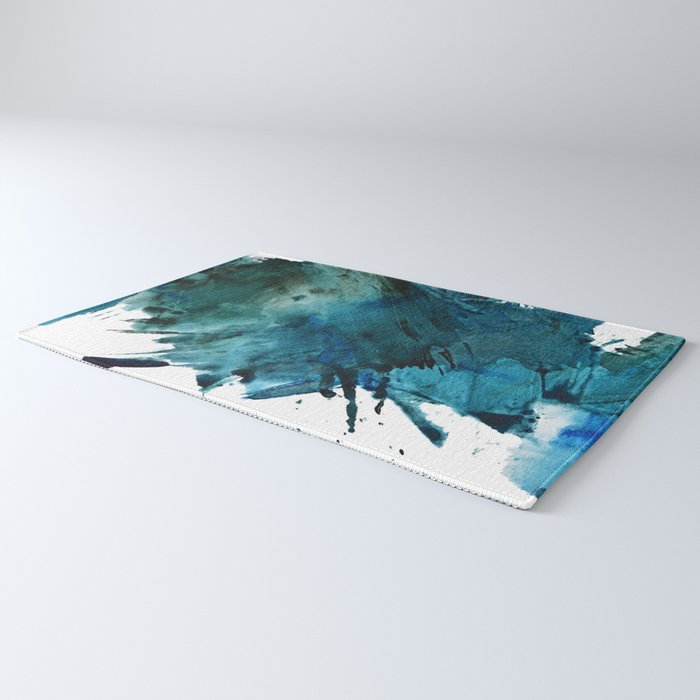 Scenic Route [2]: a pretty, minimal abstract piece in blue and green by Alyssa Hamilton Art Rug Gallery Image 3