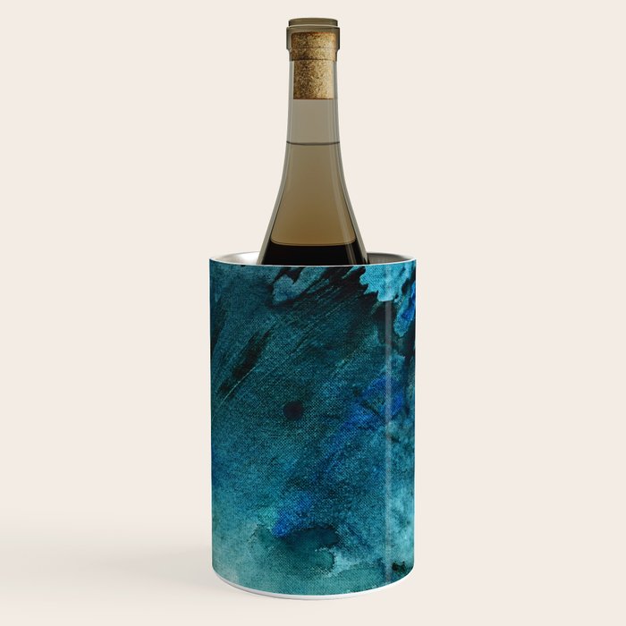 Scenic Route [2]: a pretty, minimal abstract piece in blue and green by Alyssa Hamilton Art Wine Chiller Gallery Image 1
