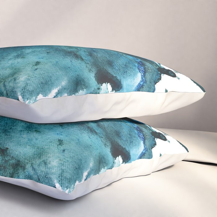 Scenic Route [2]: a pretty, minimal abstract piece in blue and green by Alyssa Hamilton Art Pillow Sham Gallery Image 3