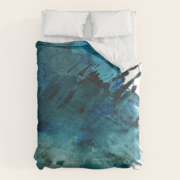 Scenic Route [2]: a pretty, minimal abstract piece in blue and green by Alyssa Hamilton Art Comforter Gallery Image 1