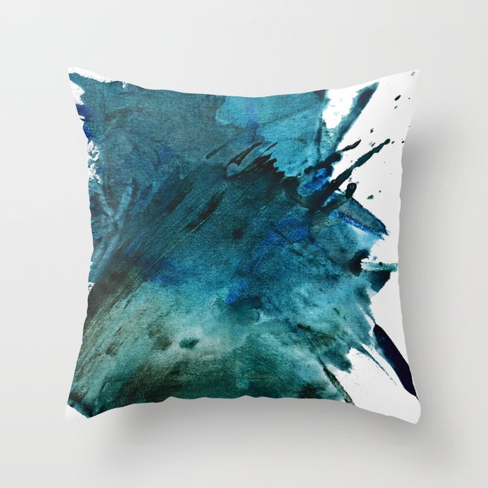Scenic Route [2]: a pretty, minimal abstract piece in blue and green by Alyssa Hamilton Art Throw Pillow Gallery Image 1