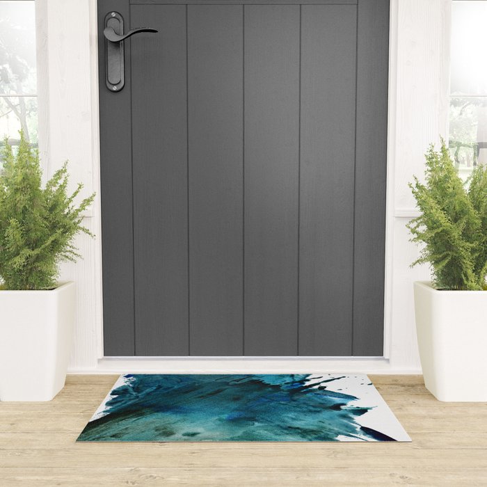 Scenic Route [2]: a pretty, minimal abstract piece in blue and green by Alyssa Hamilton Art Welcome Mat Gallery Image 3