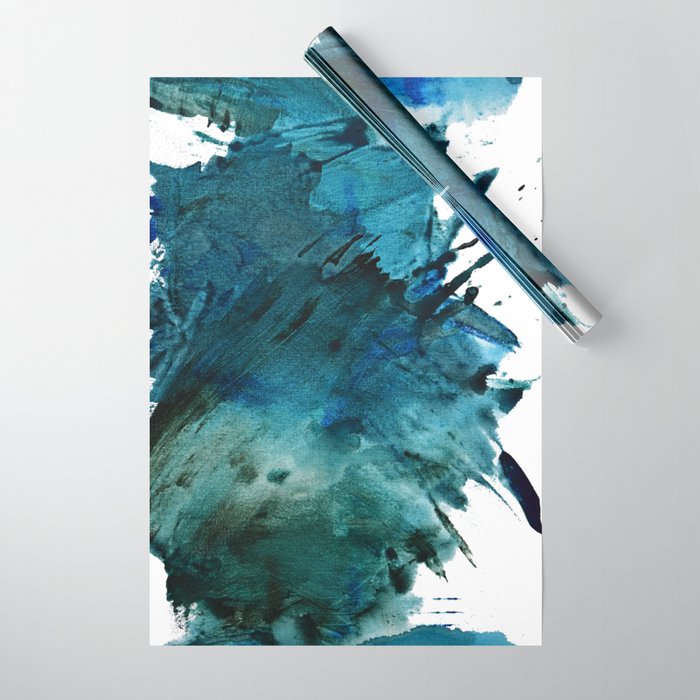Scenic Route [2]: a pretty, minimal abstract piece in blue and green by Alyssa Hamilton Art Wrapping Paper Gallery Image 1