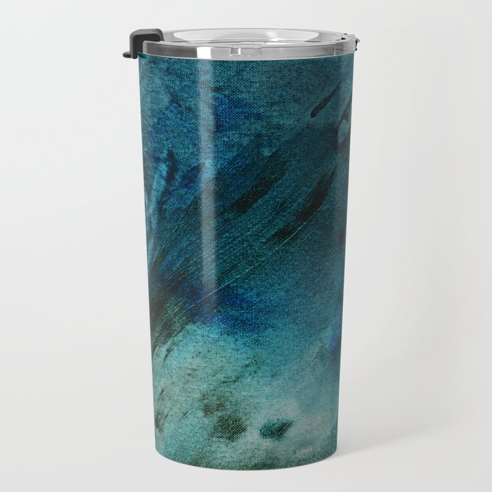 Scenic Route [2]: a pretty, minimal abstract piece in blue and green by Alyssa Hamilton Art Travel Mug Gallery Image 3