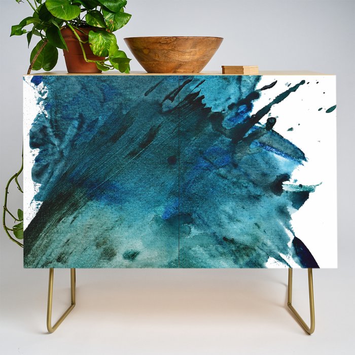 Scenic Route [2]: a pretty, minimal abstract piece in blue and green by Alyssa Hamilton Art Credenza Gallery Image 1