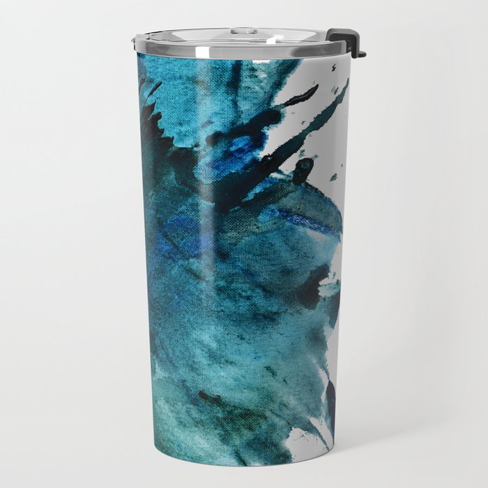 Scenic Route [2]: a pretty, minimal abstract piece in blue and green by Alyssa Hamilton Art Travel Mug Gallery Image 2