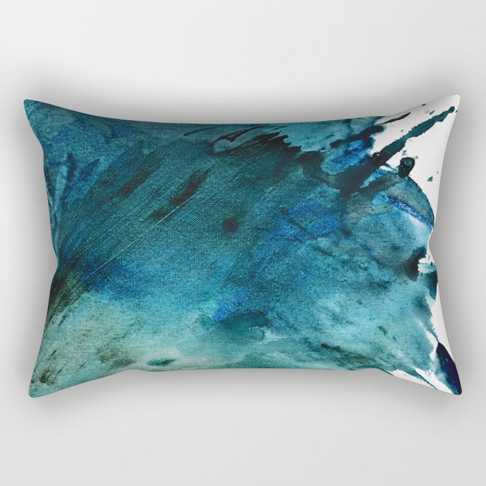 Scenic Route [2]: a pretty, minimal abstract piece in blue and green by Alyssa Hamilton Art Rectangular Pillow Gallery Image 2