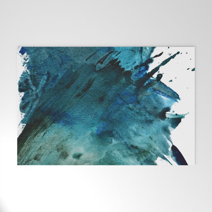 Scenic Route [2]: a pretty, minimal abstract piece in blue and green by Alyssa Hamilton Art Welcome Mat Gallery Image 1