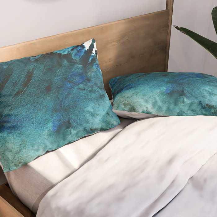 Scenic Route [2]: a pretty, minimal abstract piece in blue and green by Alyssa Hamilton Art Pillow Sham Gallery Image 2
