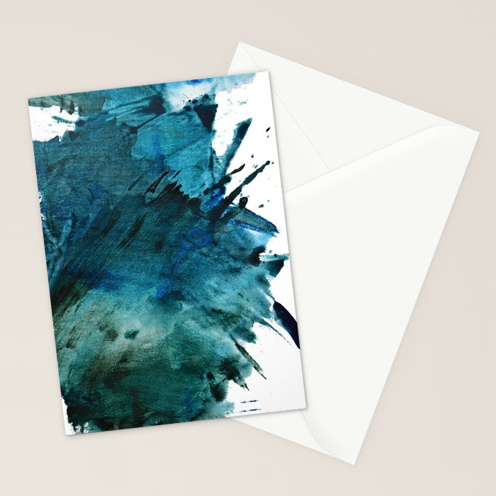 Scenic Route [2]: a pretty, minimal abstract piece in blue and green by Alyssa Hamilton Art Stationery Card Gallery Image 2