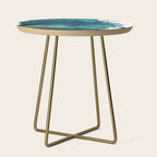 Scenic Route [2]: a pretty, minimal abstract piece in blue and green by Alyssa Hamilton Art Side Table Gallery Image 1