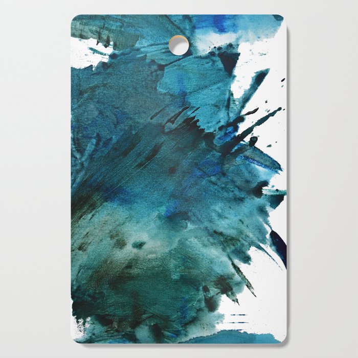 Scenic Route [2]: a pretty, minimal abstract piece in blue and green by Alyssa Hamilton Art Cutting Board Gallery Image 1
