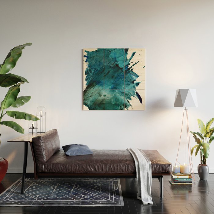 Scenic Route [2]: a pretty, minimal abstract piece in blue and green by Alyssa Hamilton Art Wood Wall Art Gallery Image 2