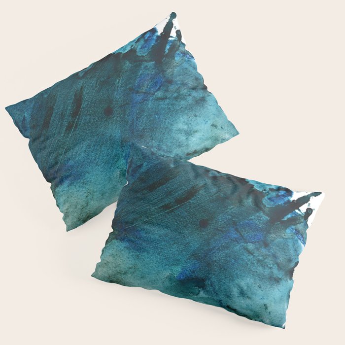 Scenic Route [2]: a pretty, minimal abstract piece in blue and green by Alyssa Hamilton Art Pillow Sham Gallery Image 3