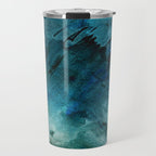 Scenic Route [2]: a pretty, minimal abstract piece in blue and green by Alyssa Hamilton Art Travel Mug Gallery Image 1