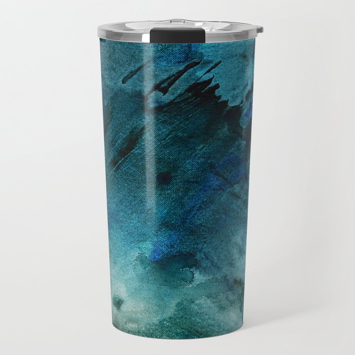 Scenic Route [2]: a pretty, minimal abstract piece in blue and green by Alyssa Hamilton Art Travel Mug Gallery Image 1