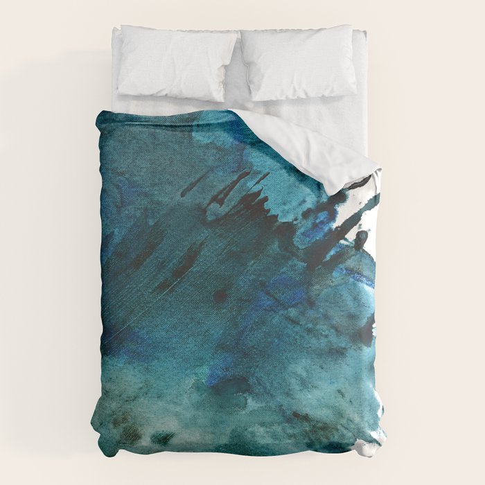 Scenic Route [2]: a pretty, minimal abstract piece in blue and green by Alyssa Hamilton Art Duvet Cover Gallery Image 1